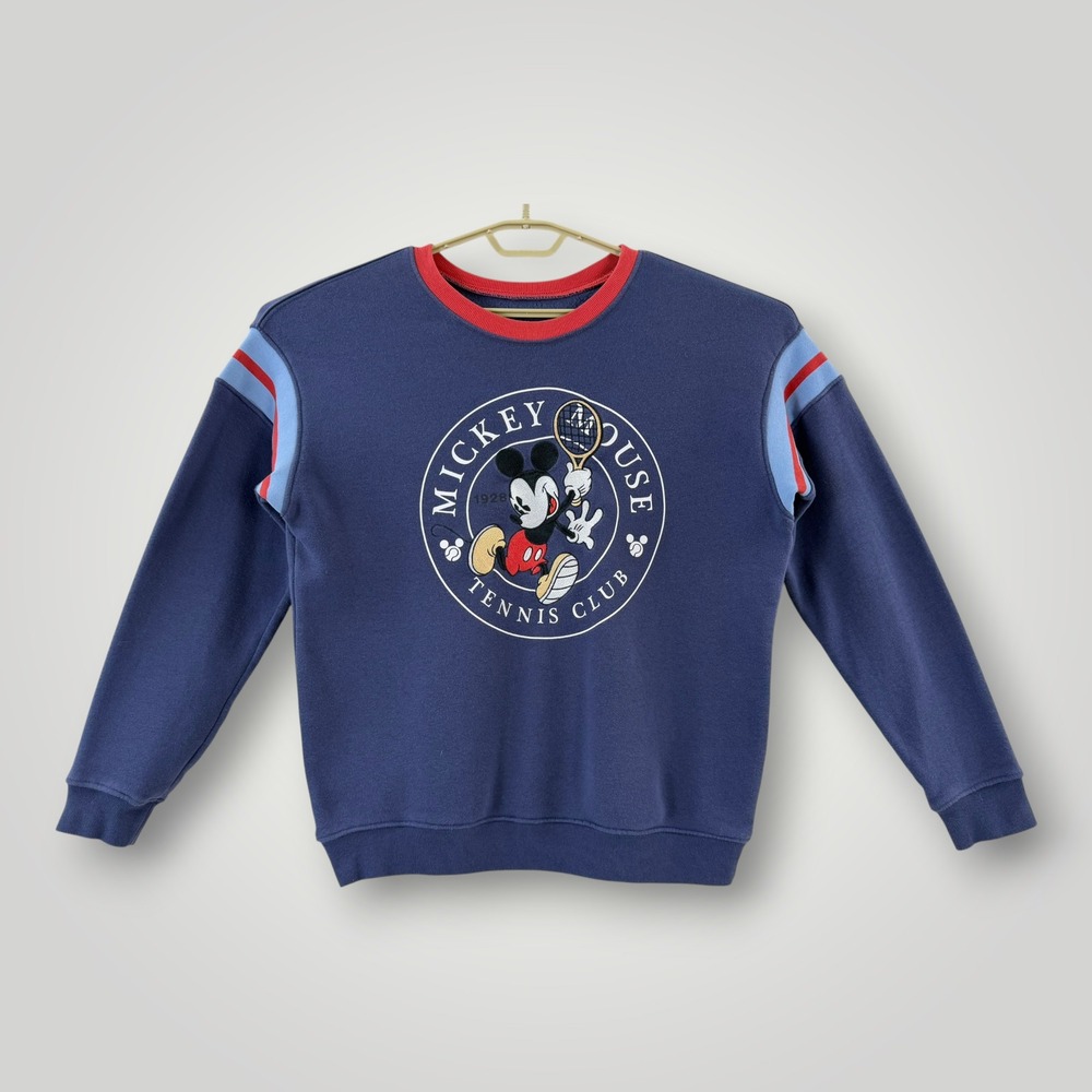Disney Mickey Mouse Tennis Club Navy Blue Sweatshirt Large Hybrid Apparel